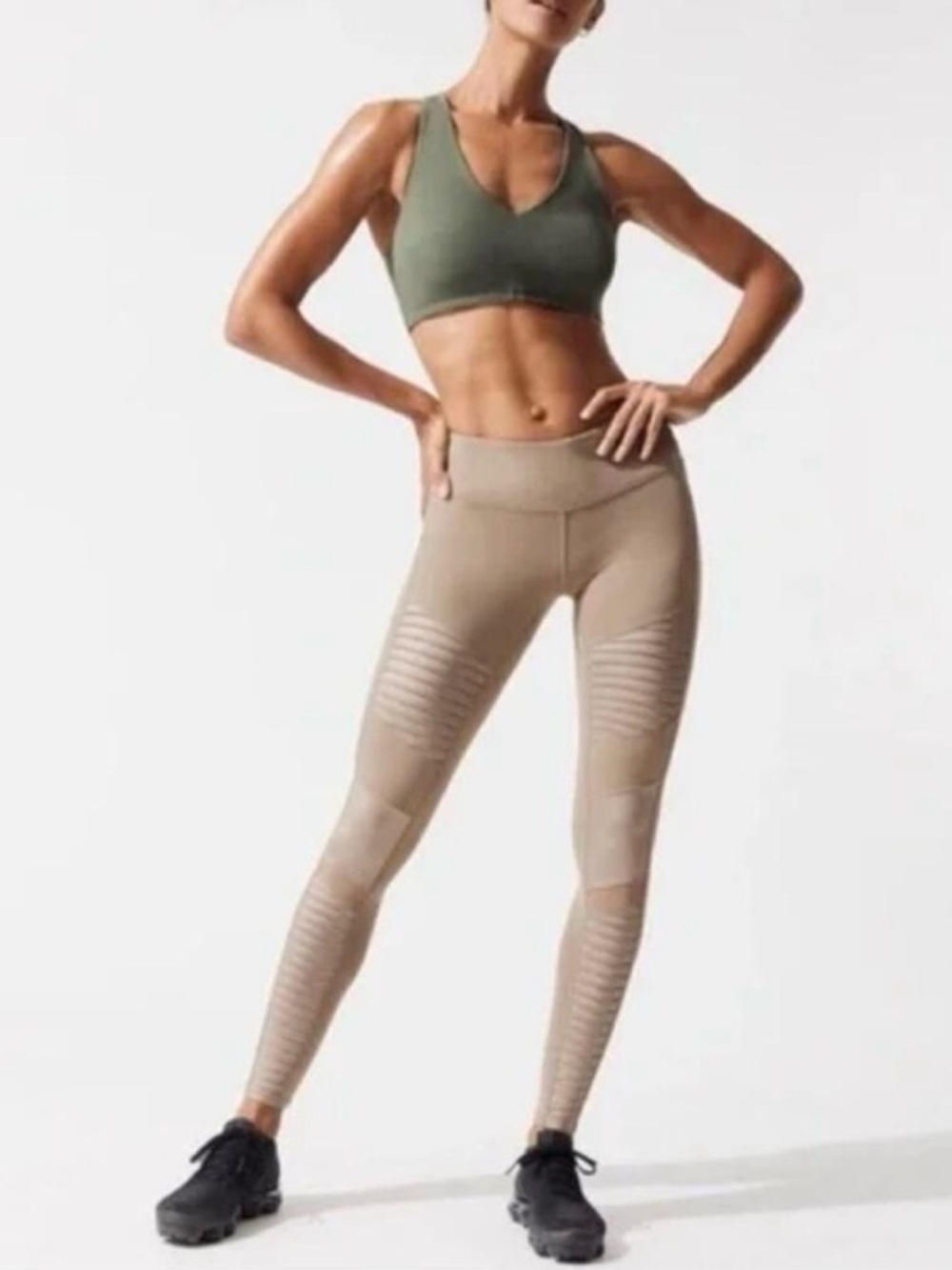 ALO Yoga Sand Gravel Moto Leggings - Neutral Tan